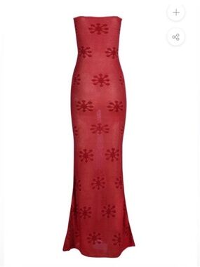 Asta Resort Red Floral-Texture Maxi Dress